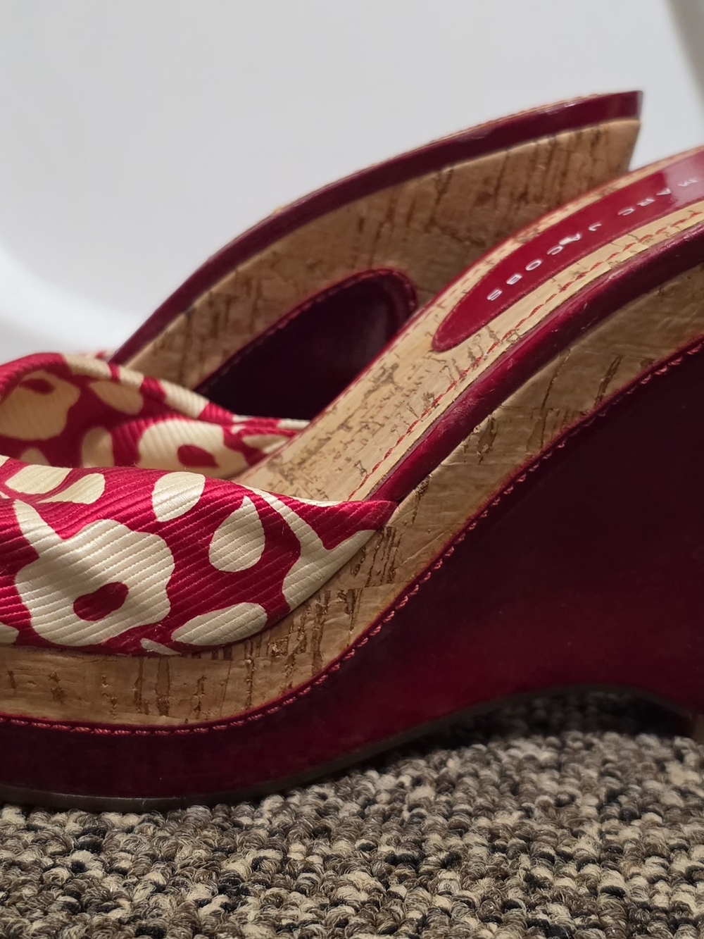 Marc Jacobs Red and Cream Floral Wedge Sandals